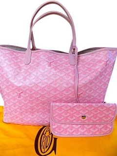 st louis pm pink printed monogram coated canvasleather tote