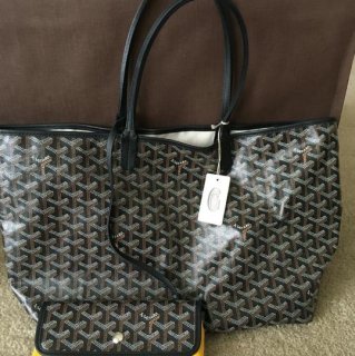 classic chevron st louis black coated canvas and leather tote