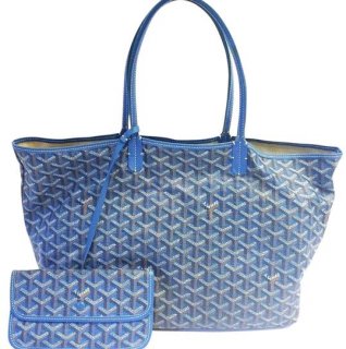 pm blue leather vinyl tote