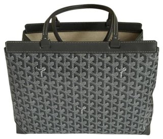 bellechase grey canvas and leather trim tote