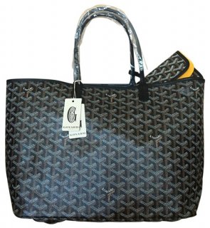 classic chevron st louis pm black coated canvas and leather tote