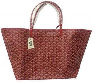 classic chevron st louis gm red leathercanvas tote