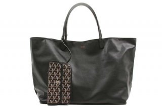 anjou reversible gm new black hemp and leather tote