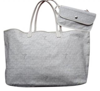 saint louis pm and leather and wallet dustbag white coated canvas tote