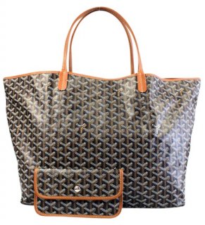 st louis black coated canvas and leather tote