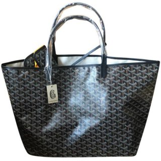 classic chevron st louis gm black coated canvas and leather tote