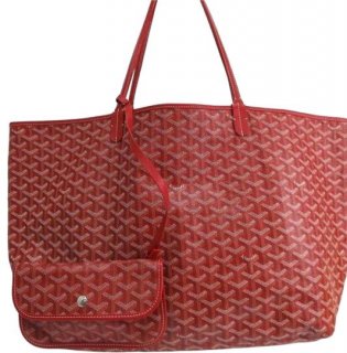 saint louis gm red leather tote