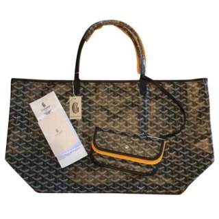 saint louis gm black leathercanvas tote