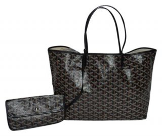 saint louis pm black canvas and leather tote