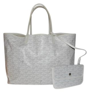 saint louis pm white and gray monogram canvas leather tote
