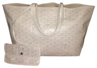 pm saint louis with pouch white canvas leather tote