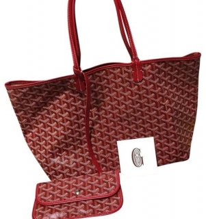 box booklet louis pm special red leather canvas tote