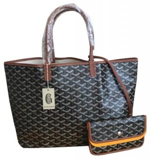 st louis pm in black and tan noir coated canvas tote