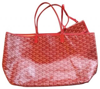 red monogram pvcleather tote