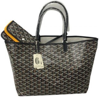 classic chevron st louis pm black coated canvas and leather tote