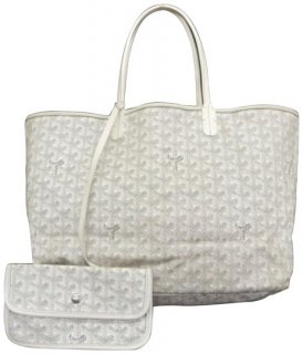 st louis pm w pouch 223930 white canvas x leather tote
