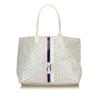 saint louis pm white fabric x coated canvas x leather x others tote