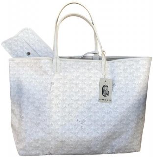 classic chevron st louis pm white coated canvas and leather tote