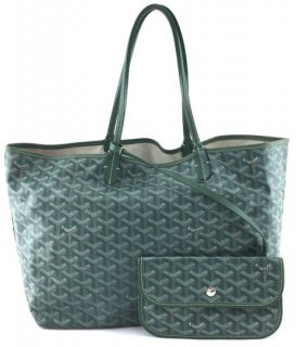 21521 with pochette st saint louis pm work shoulder green goyardine coated canvas and leather