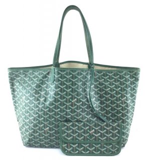 st louis pm green coated canvas tote
