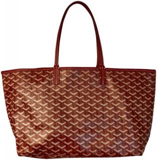 leather trim st louis red coated canvas tote