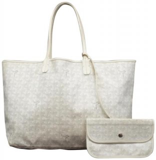 goyardine chevron st louis with pouch 231620 white coated canvas tote