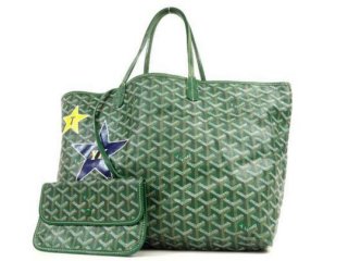 limited stars chevron goyardine st louis with pouch 233084 green coated canvas tote