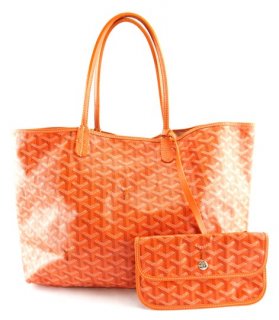 27873 with pochette st saint louis pm work shoulder orange coated canvas and leather tote