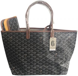 tan classic chevron st louis pm medium includes wallet black coated canvas and leather tote