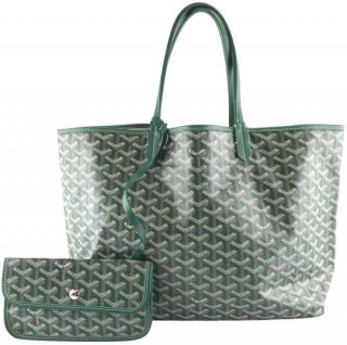 28576 with pochette st saint louis pm work shoulder goyardine green coated canvas and leather