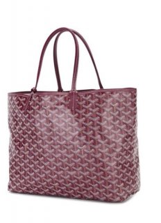chevron st louis pm goyardine burgundy red leather and coated canva tote