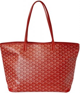artois mm red leather and coated linen tote