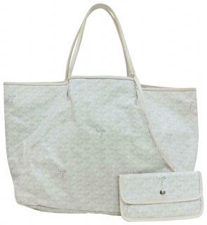 chevron st louis with pouch 871180 white coated canvas tote