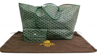 saint louis gm canvasleather green leather canvas tote