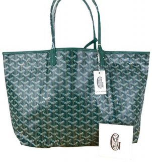 chevron st louis pm 25294 green coated canvas tote
