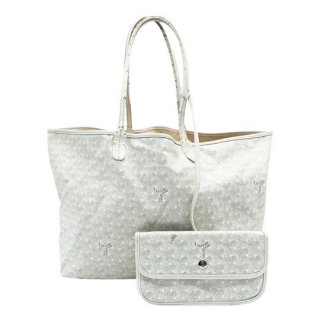 goyardine saint louis pm with pouch white coated canvas tote
