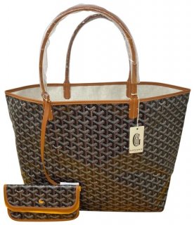 st louis gm in with brown trim black coated canvas tote