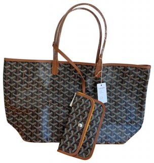 pm black with brown trim tote