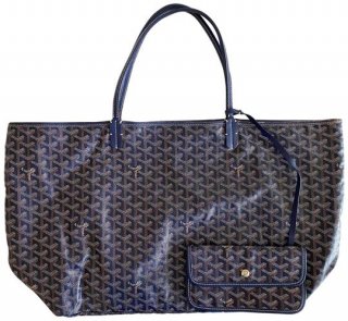 bag goyardine st louis gm navy canvas and leather tote