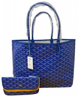 st louis pm blue coated canvas tote