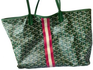 saint louis pm green with red and white stripe tote