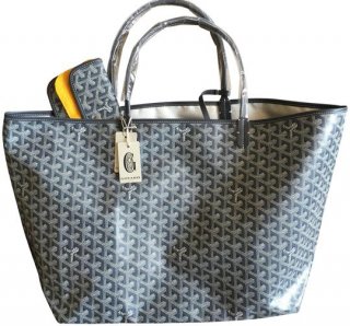 classic chevron st louis gm includes detachable wallet grey coated canvas and leather tote