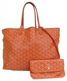 chevron st louis pm with pouch 860056 orange coated canvas tote