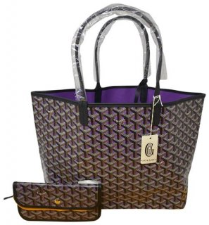 saint louis pm limited edition black on purple coated canvas tote