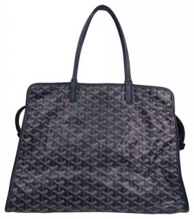 bag pm unisex navy coated canvas leather tote