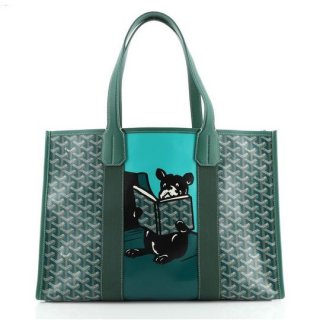 villette printed green coated canvas tote