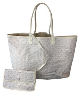 saint louis pm white handpainted coated canvas tote