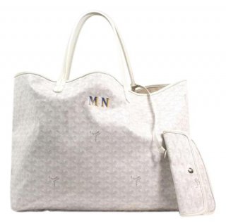 st louis gm white canvas and leather tote