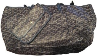 chevron canvas saint louis gm blue hemp and leather tote